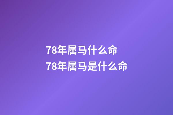 78年属马什么命 78年属马是什么命